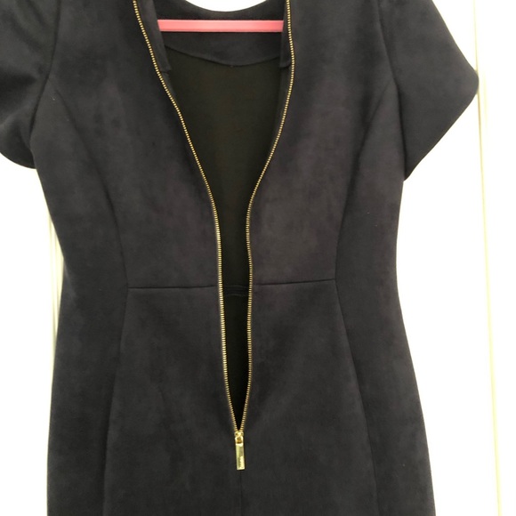 Calvin Klein Navy Suede Tulip Sleeve Sheath Dress Size 6 - Picture 8 of 9